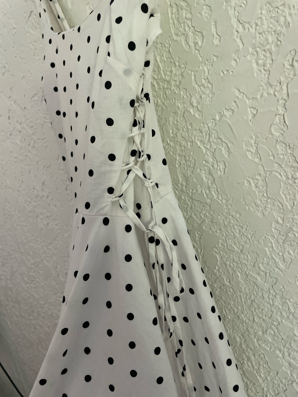 Charlotte Russe RARE Vintage Y2K Polka Dot Cotton Corset Tie Dress - Picture 3 of 6